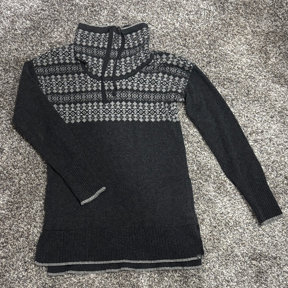 Eddie Bauer Black and Gray Cowl Neck Sweater